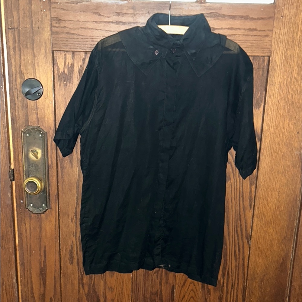 Black Button-Up Sheer Shirt